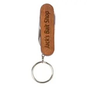 2 1/4" Wooden 3-Function Pocket Knife with Keychain