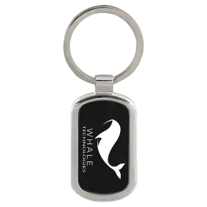 1 1/8" x 1 7/8" Black Laserable Rectangle Keychain