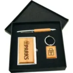 Silver/Wood Finish Gift Set with Business Card Case