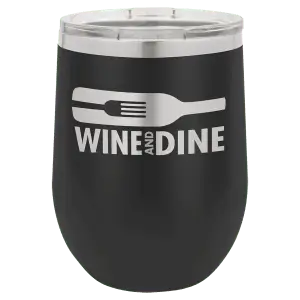 Polar Camel 12 oz. Black Vacuum Insulated Stemless Wine Tumbler with Lid